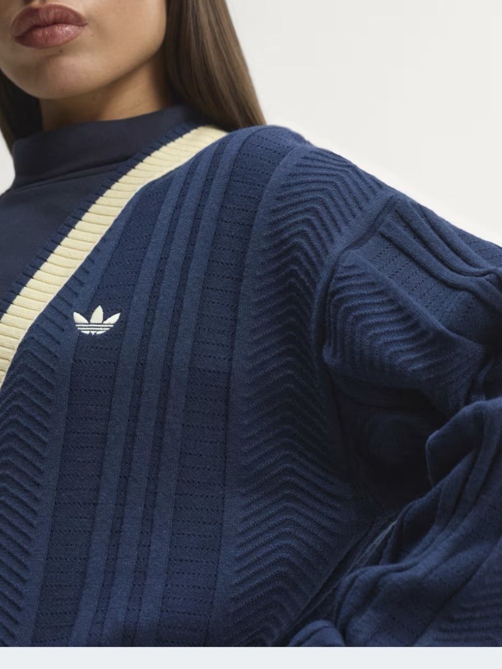 Adidas Originals cable knit navy blue cardigan. Brand new with tags size small. - Picture 4 of 9